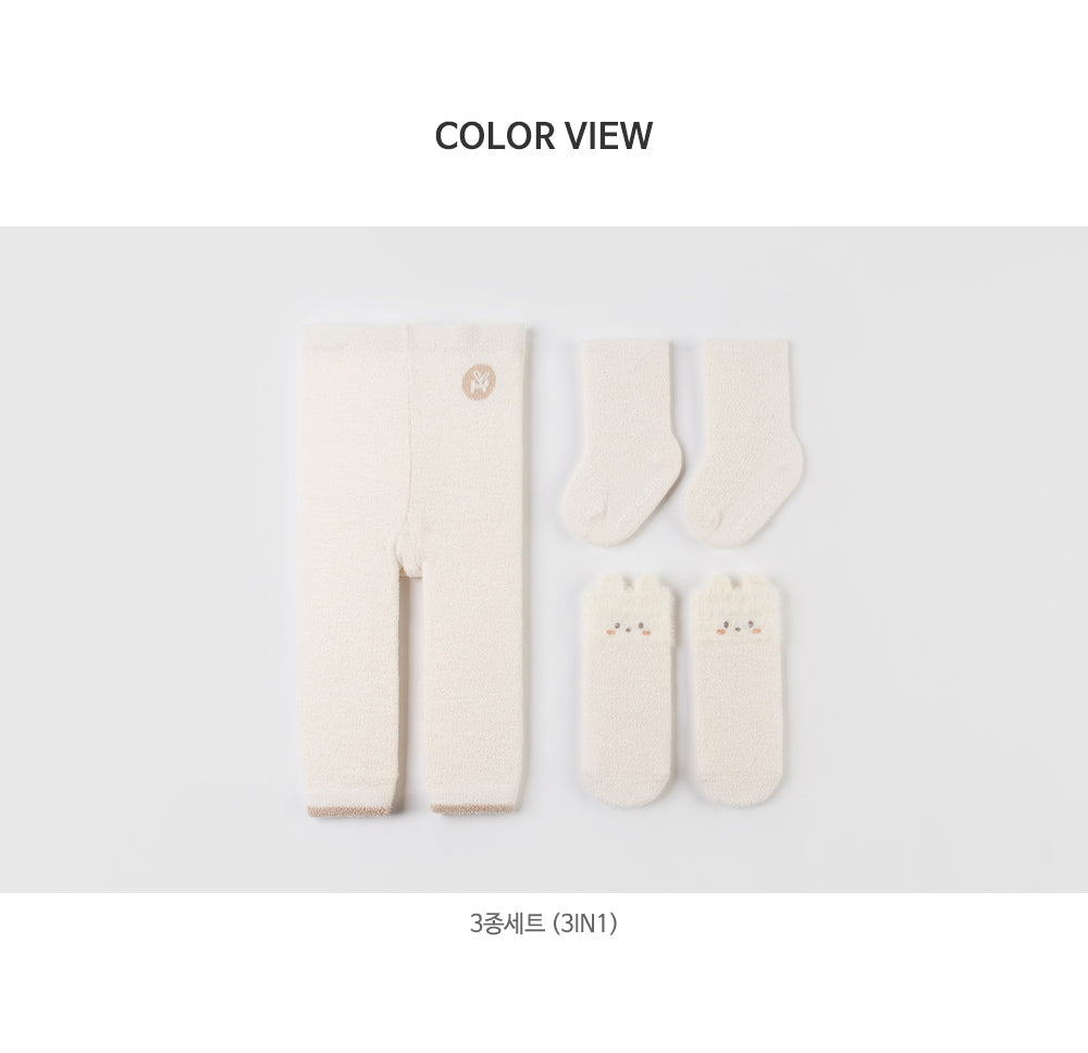 Happy Prince Tama秋冬保暖嬰兒童內搭褲襪+中筒襪3件組